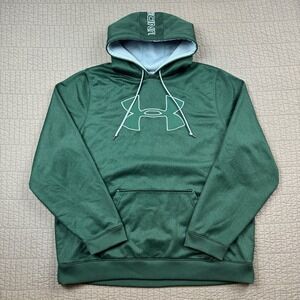 Under Armour Hoodie Men's 2XL Loose Green Big Logo Drawstring Pullover Athletic
